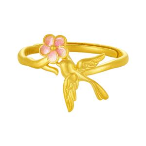 周大生国家宝藏十二花神喜上梅梢黄金戒指女足金生日礼物送女生