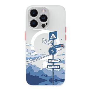 智卡奴适用于iphone17promax手机壳magsafe磁吸个性15plus创意14保护套新款16迷你防摔12潮牌11pro蓝色路标x