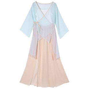 一路生花古典舞蹈表练功中国风演出服表演大摆裙飘逸身韵纱衣独舞