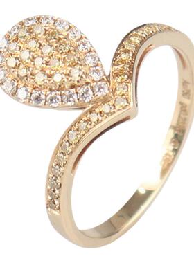 中古95新群镶黄色钻石戒指750黄金535号