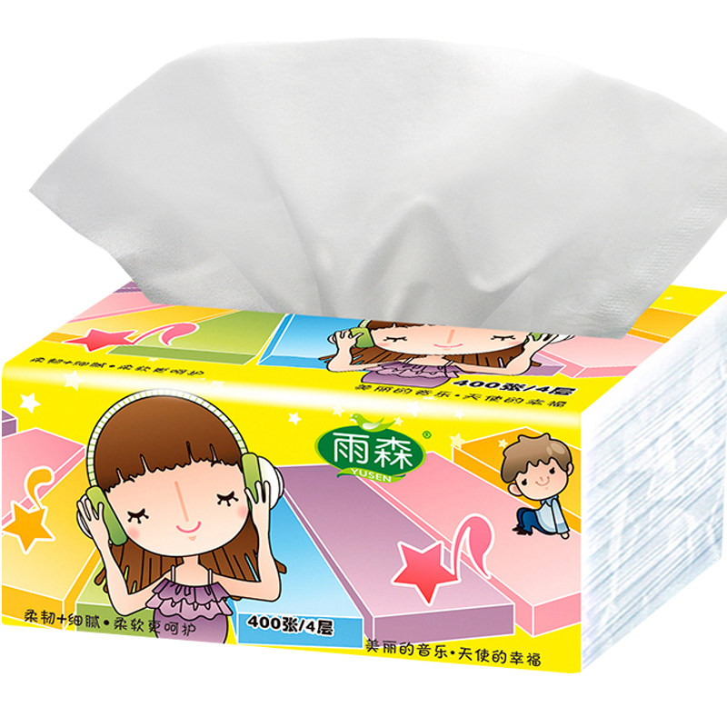 雨森100抽加厚4层纸巾抽纸可湿水