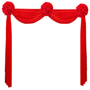 大红花球结婚农村院子大门装饰阳台楼梯挂红冰绸乔迁门彩红彩垂感