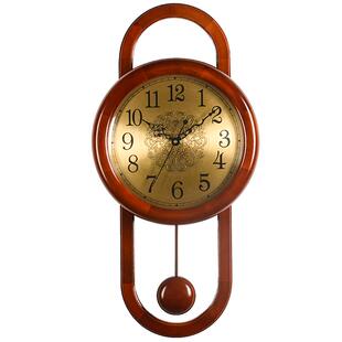 汉时挂钟钟表客厅新中式装饰实木摇摆时钟创意家用静音石英钟HP11