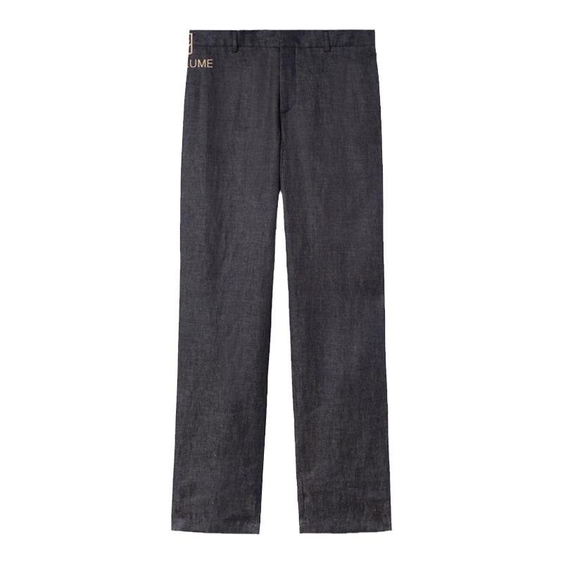 Loro Piana/诺悠翩雅男裤黑色亚麻布商务休闲长裤西裤
