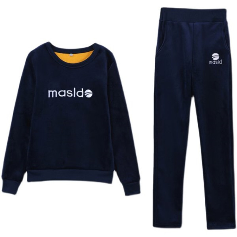 秋冬款金丝绒加绒加厚休闲运动服