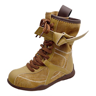 NIXIL 韩版美拉德拳击靴女童中筒靴2026秋儿童马丁靴中大童皮靴子