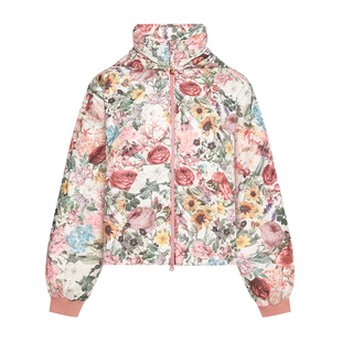 【云感90鹅绒】GEGINA商场款女装印花加厚保暖茧型短款连帽羽绒服