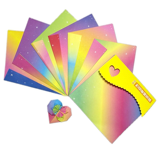 彩虹色正方形手工折纸彩纸 折千纸鹤儿童diy制作益智趣味剪纸卡纸