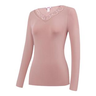 Bonny/博尼蕾丝V领长袖简约保暖内衣秋衣秋裤女打底莫代尔套装