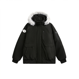 F383 2025美式复古潮牌毛领连帽派克服男女冬季户外保暖棉服外套