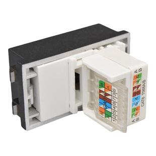 128型RJ45电脑网线插座 cat6黑色免打型六类网络面板模块电脑网口