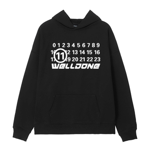 waikei we11done网点字母连帽卫衣男女小众潮牌美式学生情侣秋冬