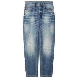 【冰氧吧】卡宾凉感吸湿速干牛仔裤男2025夏季新款修身磨破补丁