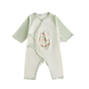 【新品】Oak Family夏季新生婴儿宝宝和尚服长袖连体衣桑蚕丝爬服