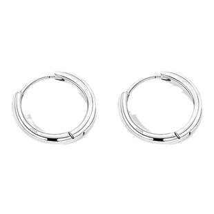 S999通体足银素圈耳环男女纯银养耳洞耳骨钉耳圈耳扣高级感耳饰