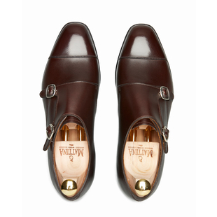 Mattina Weber男士手工真皮固特异正装搭扣鞋 双扣孟克鞋皮底皮鞋