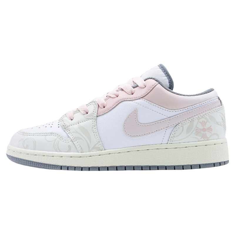 定制球鞋Air Jordan1 蔷薇之恋心动蔷薇百搭低帮复古篮球鞋GS粉白