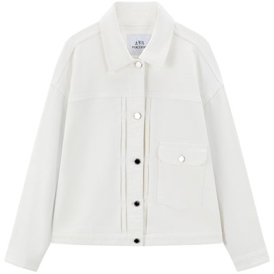 太平鸟原牛外套复古丹宁松弛感阔型包容显瘦双色牛仔外套女