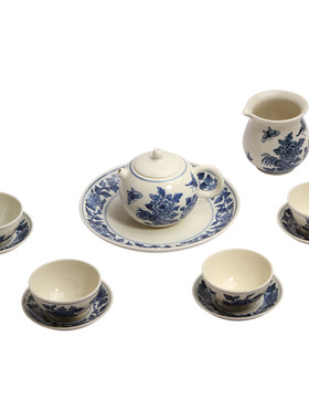 存仁堂功夫茶具青花仿古胎套组