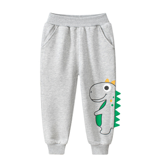 品牌童装2026春季新款男宝宝卡通恐龙儿童纯棉大毛圈运动束脚长裤