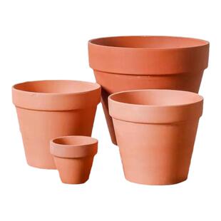 国际红陶花盆大口径带底孔田园大型绿植花盆客厅落地透气吸水花盆