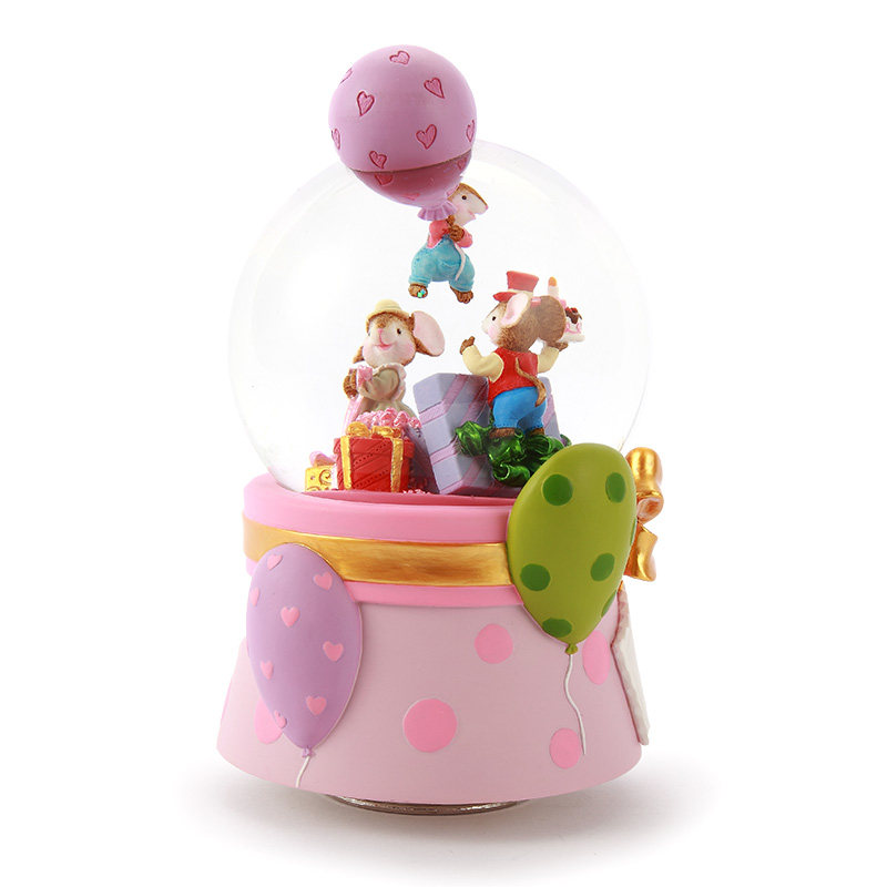 jarll水晶球音乐盒旋转八音盒送女生爱人小朋友旋转Party气球生日