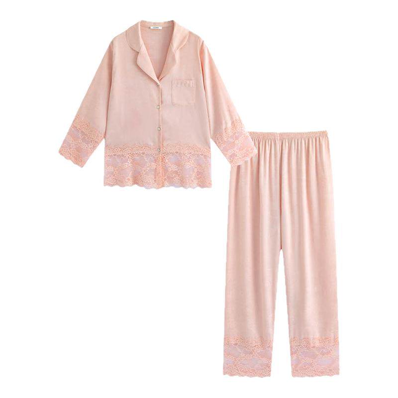 Amydimo2026新款女士睡衣粉色长袖长裤性轻奢高级情侣家居服套装