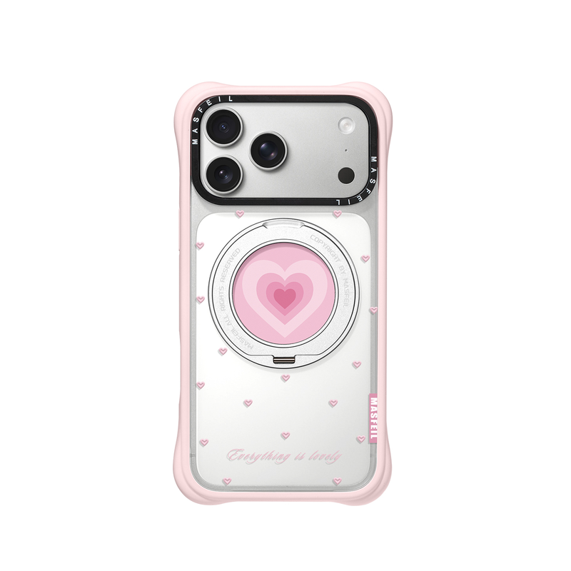 MASFEIL× 爱心旋律适用iPhone17Promax手机壳新款磁吸带支架Go4苹果17Pro保护套支点透明高级感17pm硅胶软边