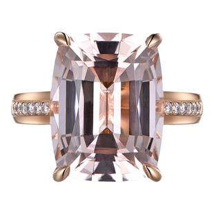 米莱珠宝8.5克拉天然橙粉摩根石戒指18K金钻石戒指 贵重宝石 镶嵌