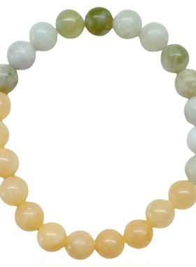 雅聿原创渐变青提奶盖黄玉髓手串