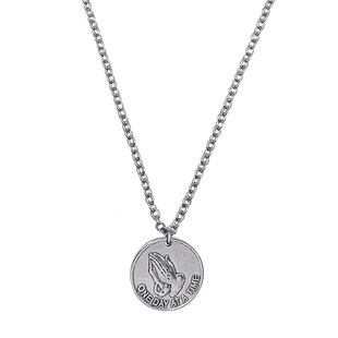 PDSTYLE 欧美风祈祷之手吊坠字母经文项链HIPHOP嘻哈个性毛衣链子