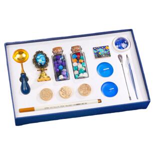 韵轩火漆印章头套装全套礼盒梵高油画文艺复古风火器哈利波特火期蜡粒请柬封缄信封封口蜡戳创意生日礼物学生