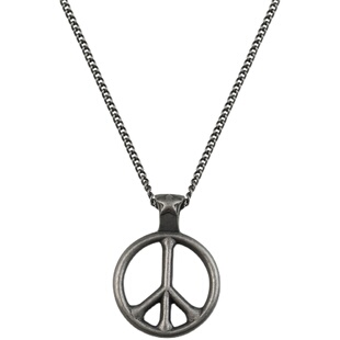 欧美冷淡复古街头古银色反战和平标志嘻哈项链男潮配饰情侣毛衣链