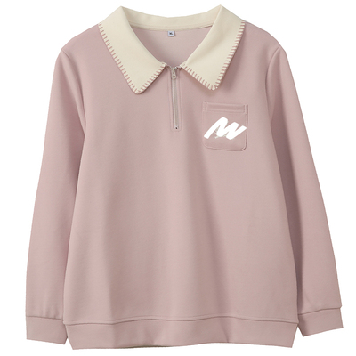 韩系休闲风宽松遮肉polo领卫衣