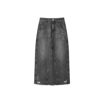 TKYSHOP长款直筒牛仔半身裙