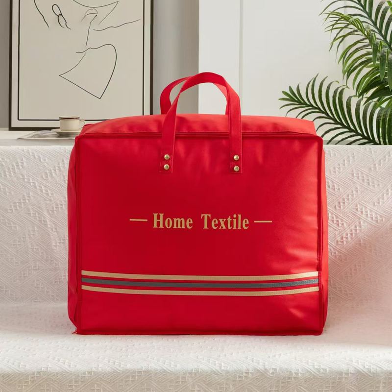 批发秋冬季钢丝包装收纳手提袋印花防尘收纳袋搬家衣物收纳喜庆