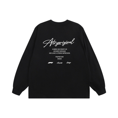 ATRY背后文字排版圆领长袖打底衫