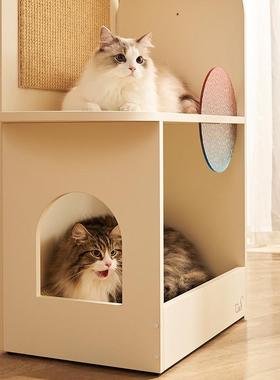 CatS日落大道三层猫爬架 亚克力实木猫窝剑麻板猫抓板猫爬架一体