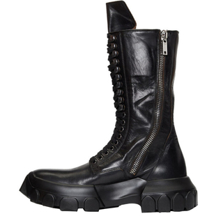 ro长靴男士中筒马丁靴真皮厚底增高皮靴男欧美个性潮靴保暖机车靴