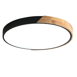 天猫精灵智能灯北欧简约现代实木卧室灯客厅日式风格原木超薄LED吸顶灯圆形房间顶灯AI语音可控设备灯具家庭