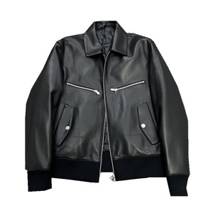 柜4.5W+琎口绵羊皮 冬季男士压胶羽绒内胆保暖翻领真皮休闲羽绒服