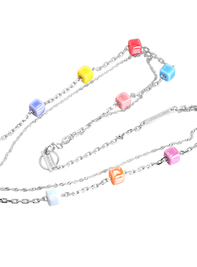 纯银陶瓷双层男女夏日许愿星项链