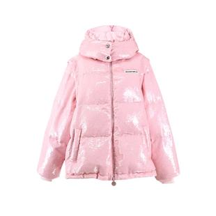 ZHANGSHUAI张帅原创设计师秋冬可拆卸亮片白鸭绒羽绒服女宽松