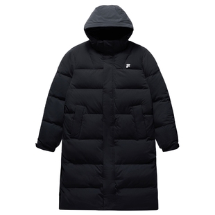 FILA FUSION斐乐长款羽绒服男2冬季男士夹克冬训夹克保暖连帽外套