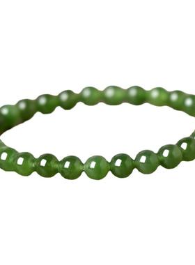 和田玉情侣手链碧玉黄口料青白玉