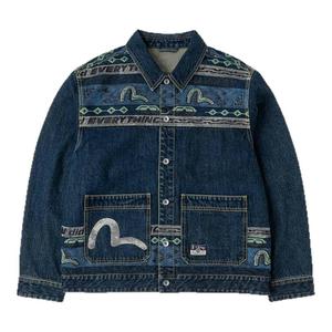 EVISU福神 2025秋季新品男士潮流海鸥印花纯棉翻领牛仔夹克外套