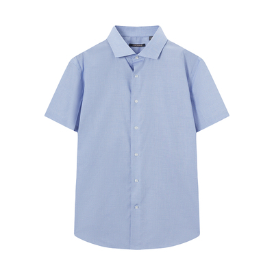 九牧王男装夏季舒适纯棉免烫商务休闲男款短袖衬衫