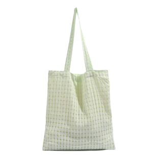 ITSOUMEI多巴胺格子单肩慵懒风大容量高级简约百搭薄荷绿托特包女