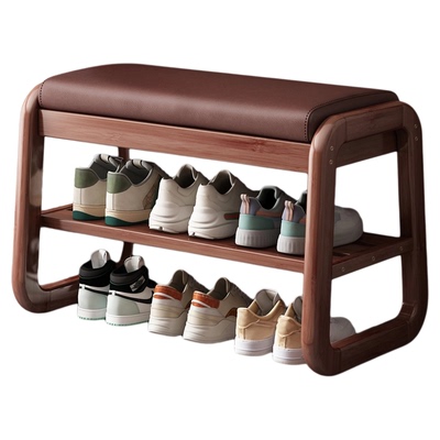 实木换鞋凳翻盖储物，可坐可收纳