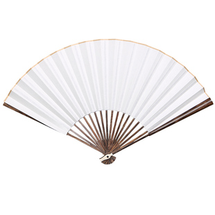 飞炽全棕竹和尚头宣纸折扇95寸全芯观音竹文玩苏工扇子花瓶头盘玩